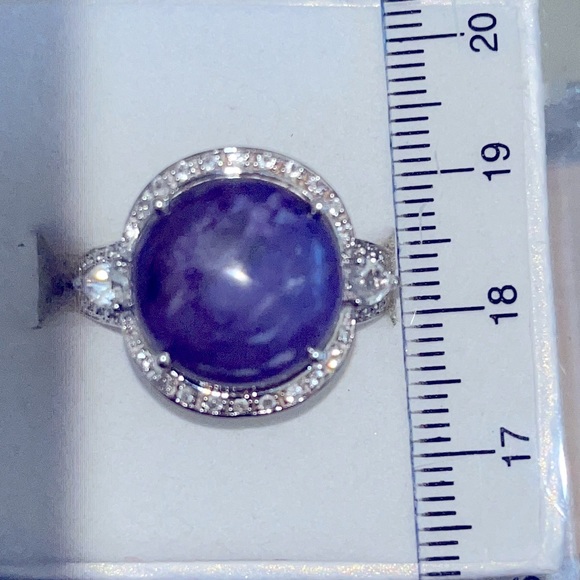 Siberian Charoite and White Topaz Ring - Picture 2 of 5